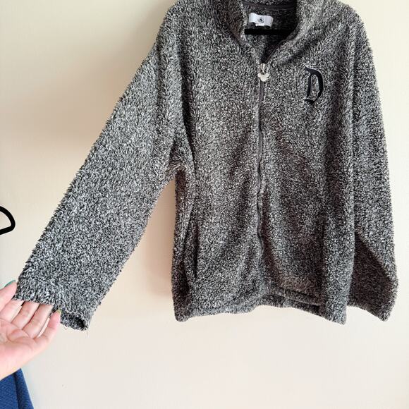 Disney Disneyland Resort Grey Sherpa Furry Fleece D Icon Full Zip Jacket - 3X - Picture 4 of 10